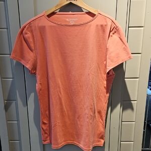 Ellen Tracy Cotton Coral Short Sleeve Long In Length Tee Sz XL